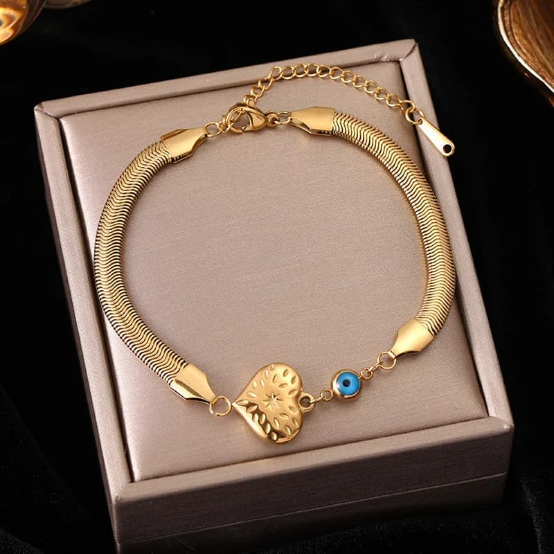Bangle Bracciale Semplice Catena a Maglie Color Oro