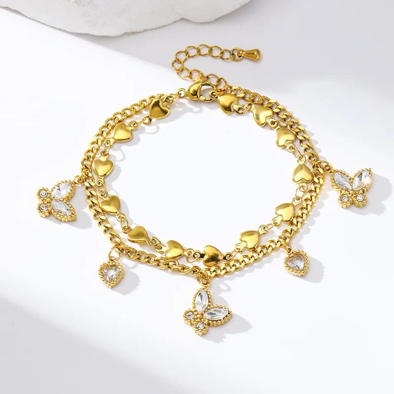 Bracciale a Catena con Farfalla in Zirconia Cubica