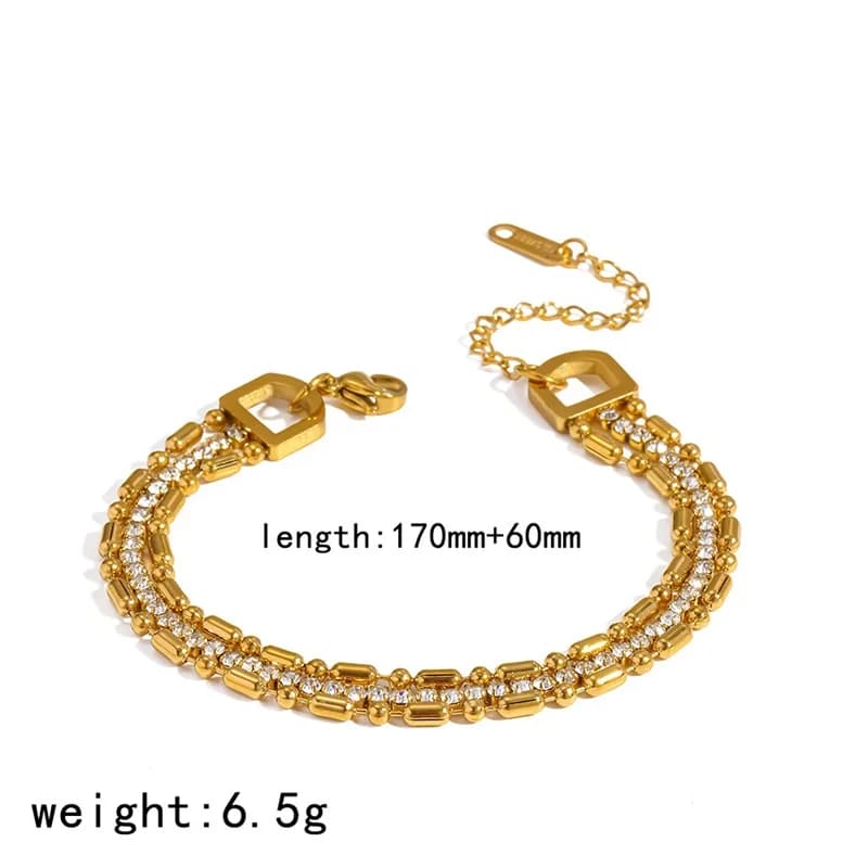 Bracciale Rigido a Catena con Zirconia Cubica, Oro