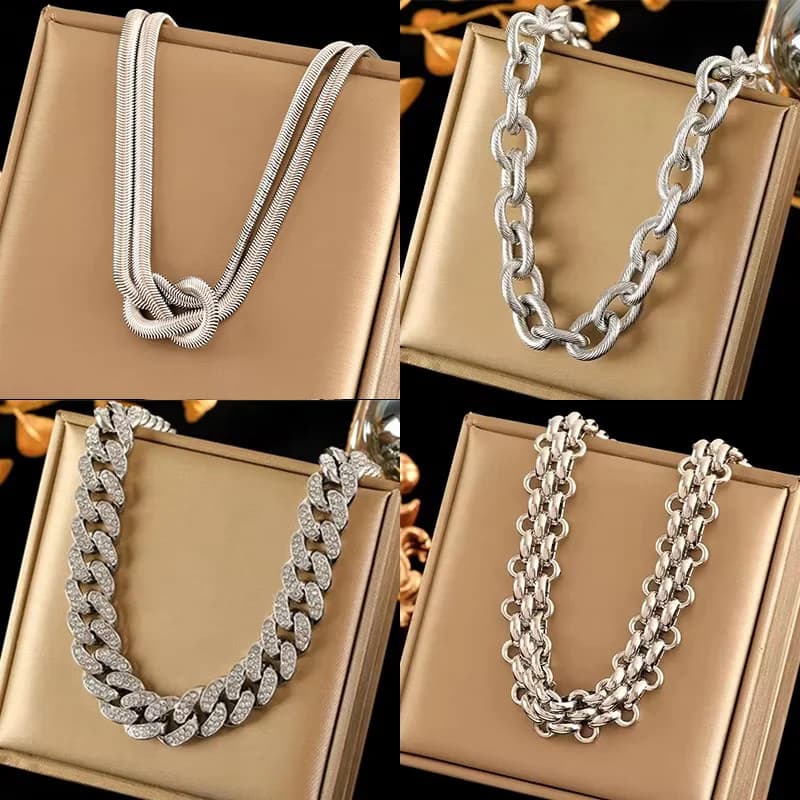 Collana Choker in Acciaio Inossidabile Argento