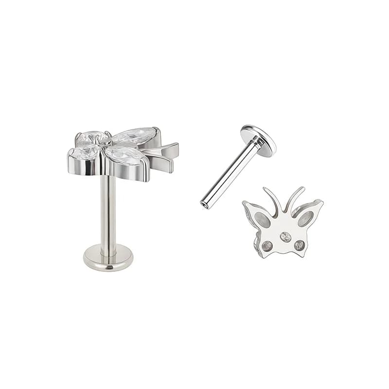 Piercing corpo a farfalla spirale in titanio con zirconi
