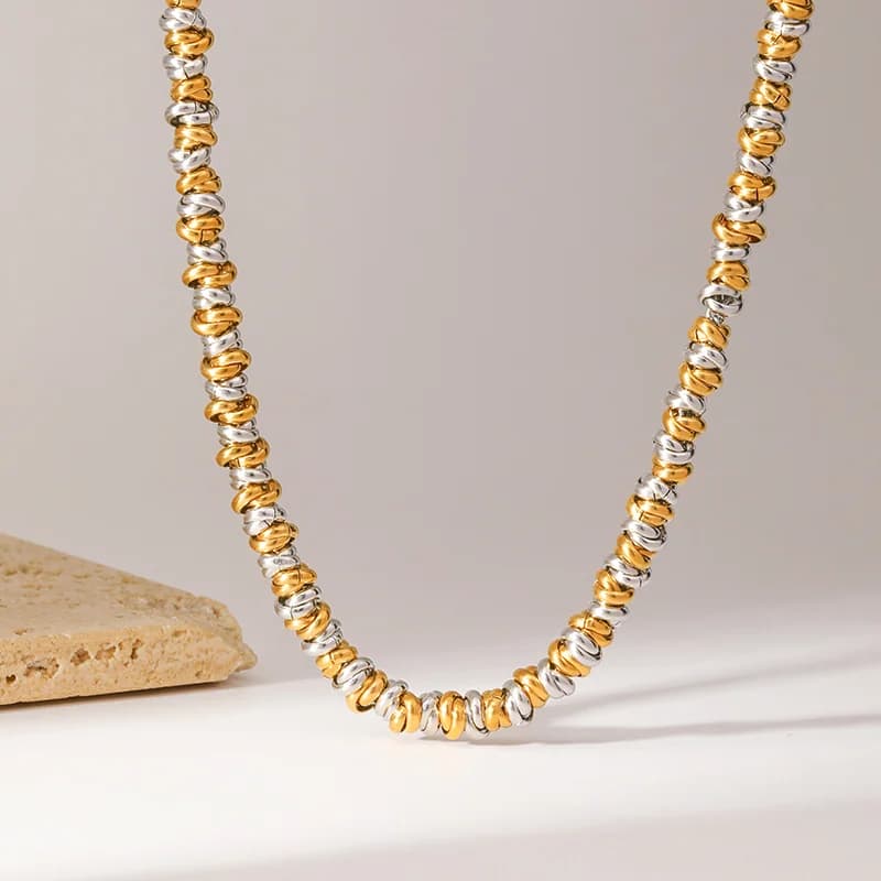 Set collana e bracciale a catena bicolore