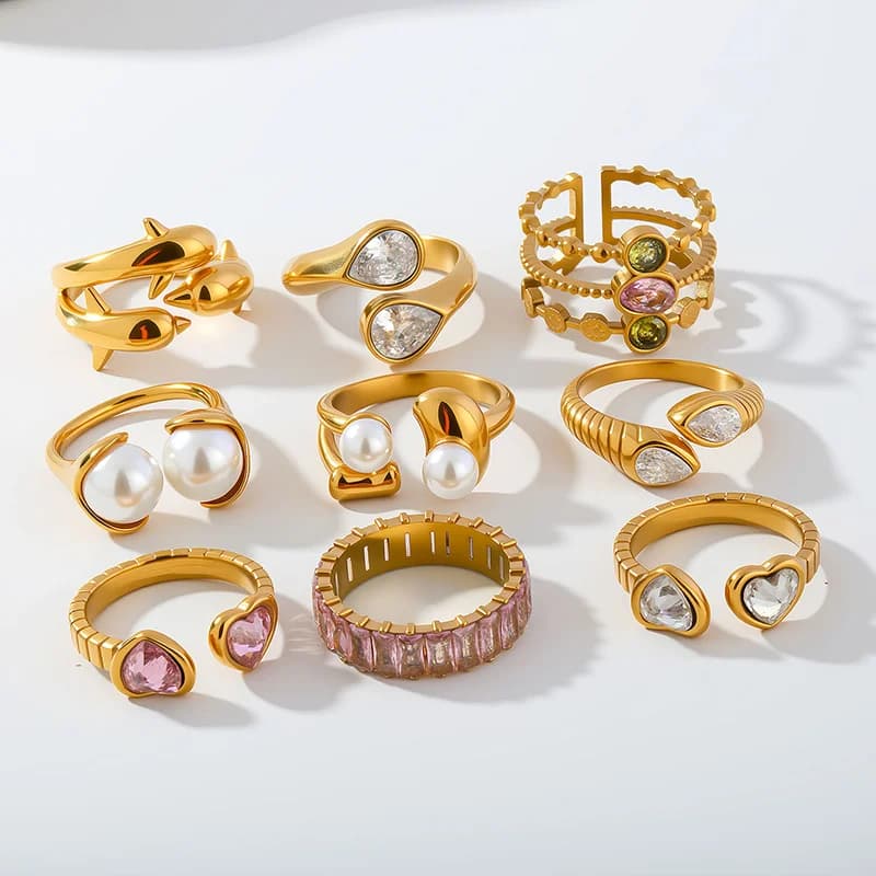 Anello Regolabile Cuore con Zirconia Cubica e Perla