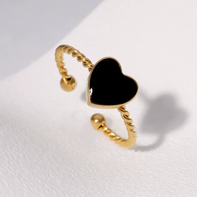 Anello Regolabile a Forma di Cuore in Acciaio Inossidabile