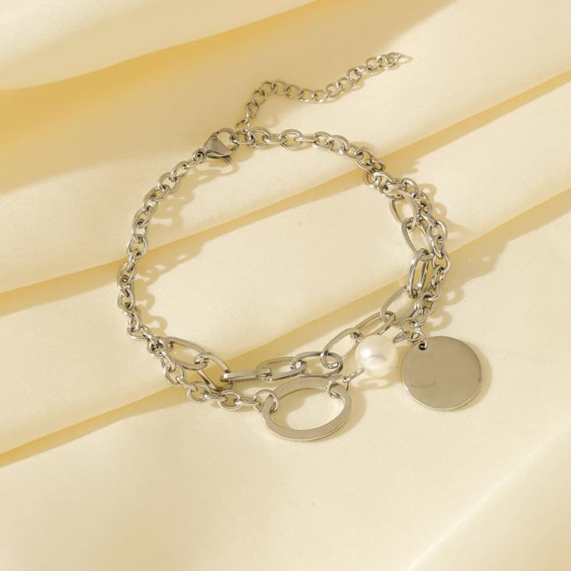 Braccialetto charm color argento da donna