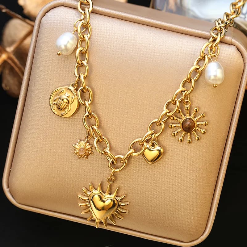 Collana con Pendente Fiore Color Oro