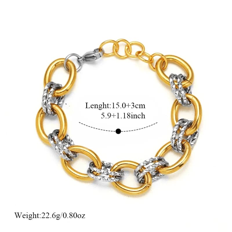 Bangle in acciaio inox 316L con catena spessa bicolore