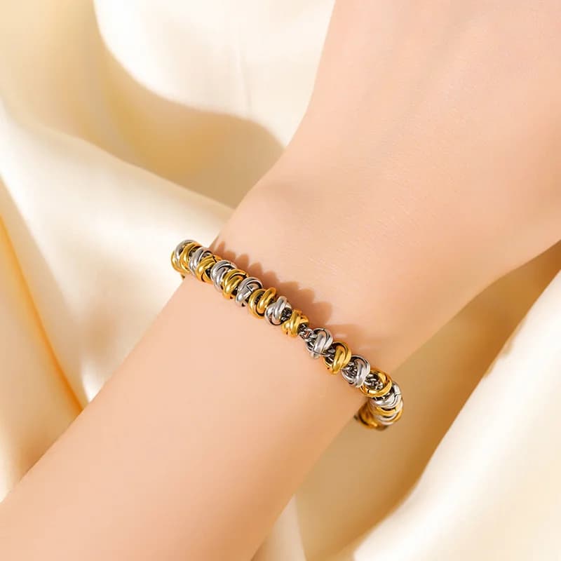 Set collana e bracciale a catena bicolore