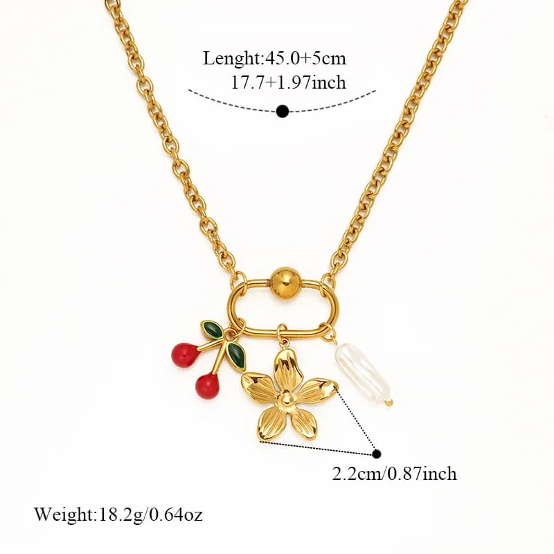 Collana con Pendente Fiore Ciliegia Perla