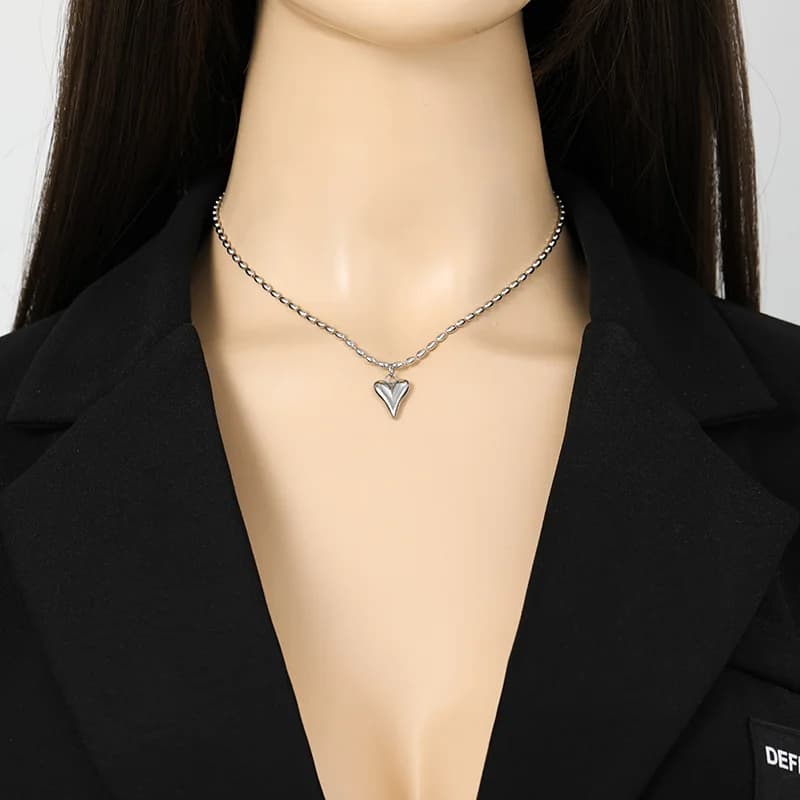 Set Collana e Orecchini Cuore Love, Argento