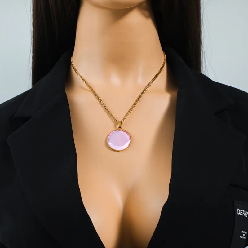 Collana choker con pendente rotondo in cristallo