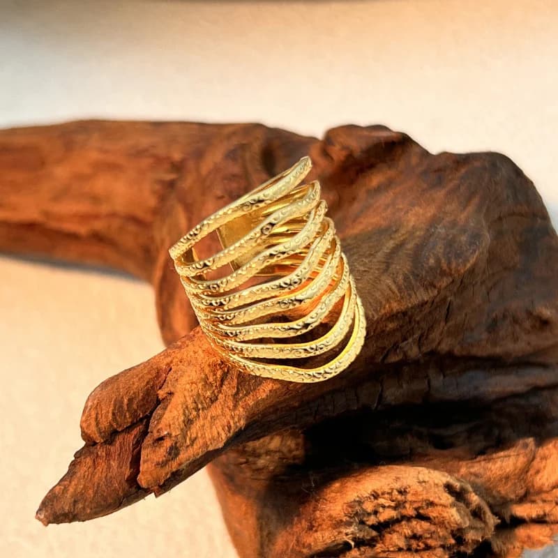 Anello aperto a fascia larga cava, acciaio inossidabile 316L