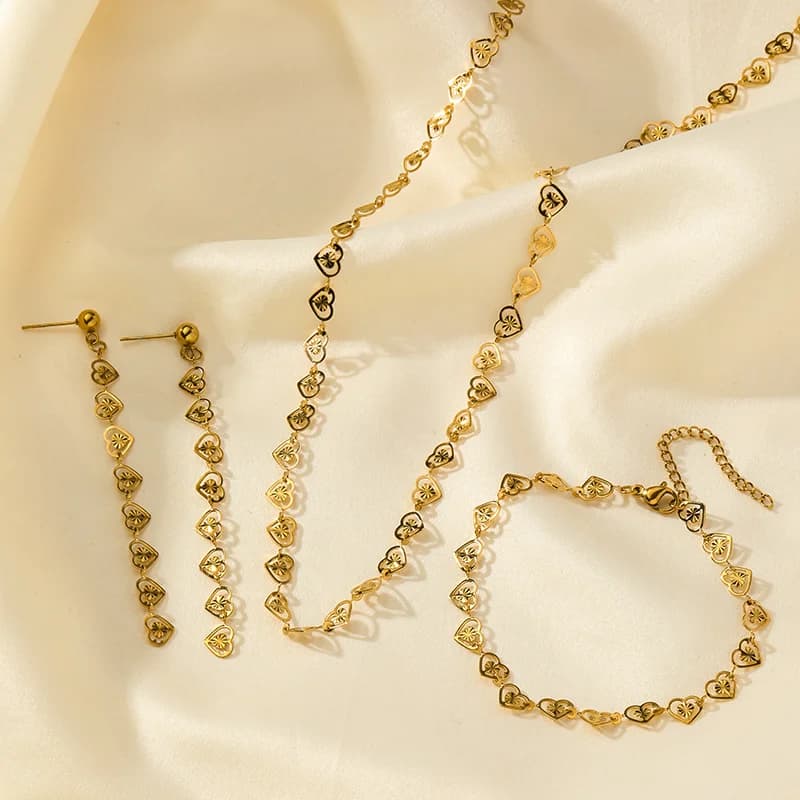 Set Collana, Bracciale e Orecchini Cuore Argento