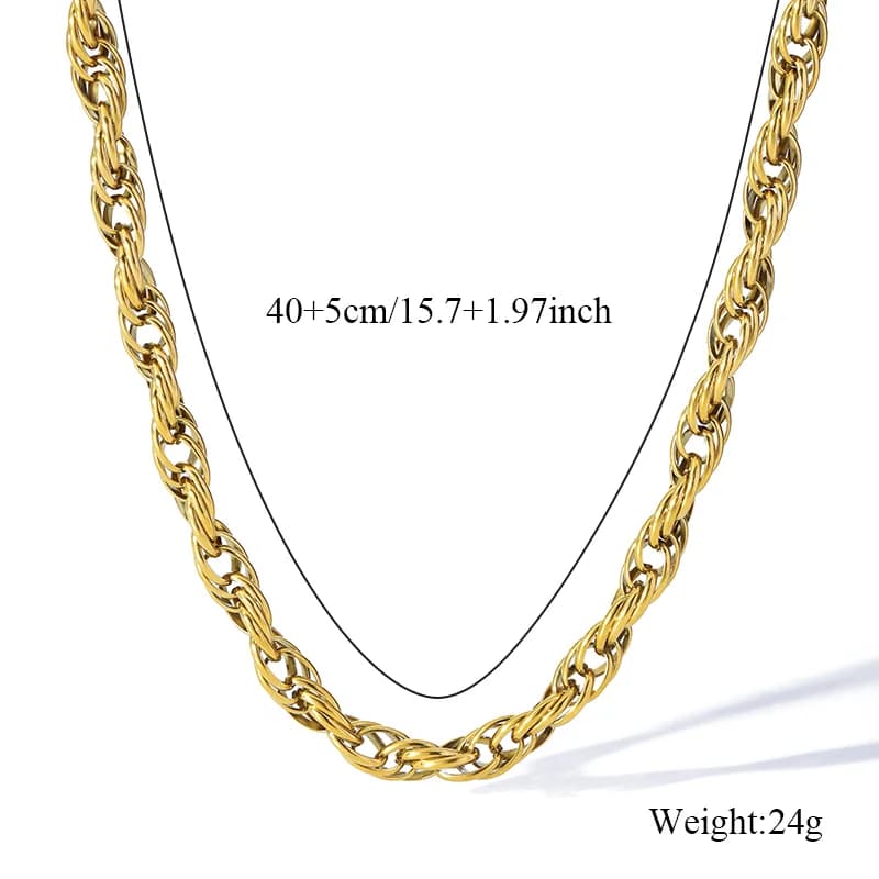 Collana Choker a Catena Intrecciata, Placcata Oro