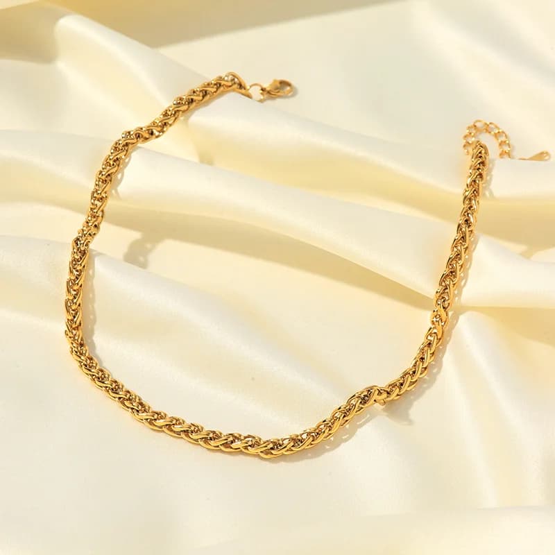 Collana choker catena con perle colore argento