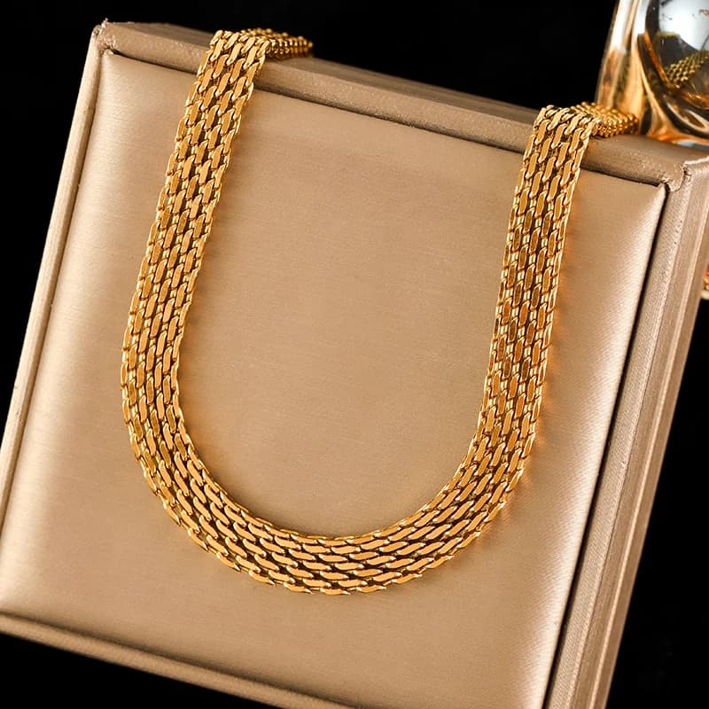 Collana Chunky con Ciondolo Metallico, Placcato Oro