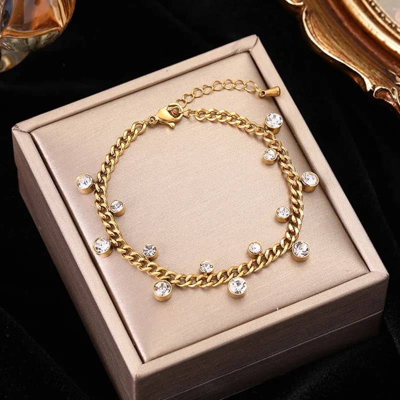 Bracciale a catena scintillante con cristalli di zircone