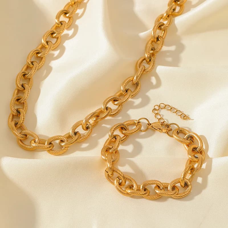 Set Collana e Bracciale con Catena Spessa Statement