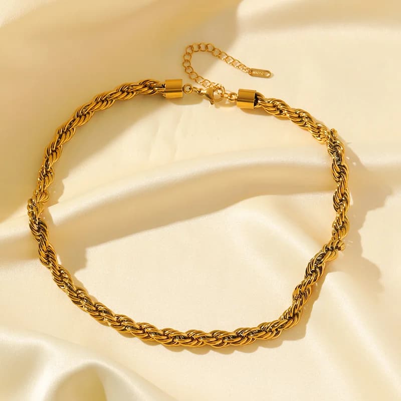 Set Collana e Bracciale con Catena Twist Spessa 8mm
