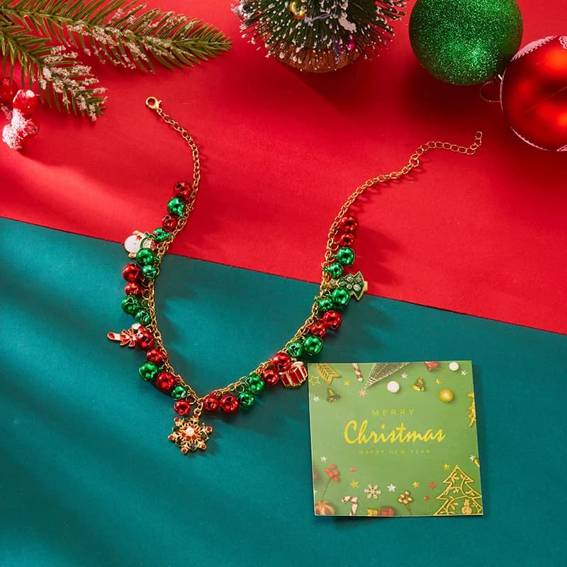Collana con Ciondolo Fiocco di Neve e Campanella Natalizi