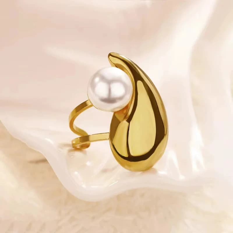 Anello aperto regolabile, acciaio inossidabile placcato oro 18K