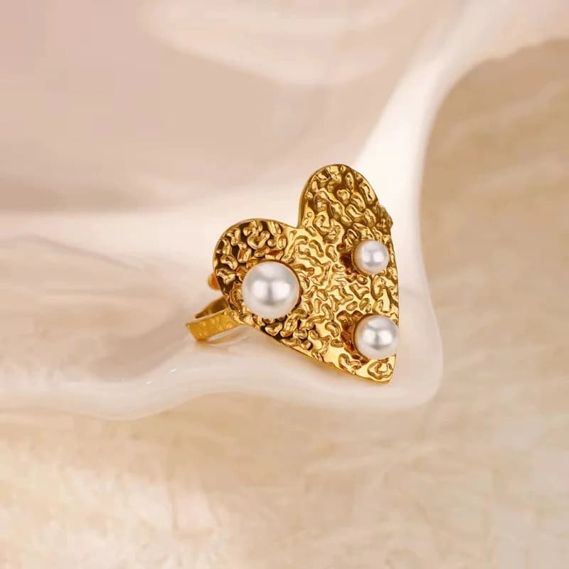 Anello Aperto Regolabile con Foglia Smaltata