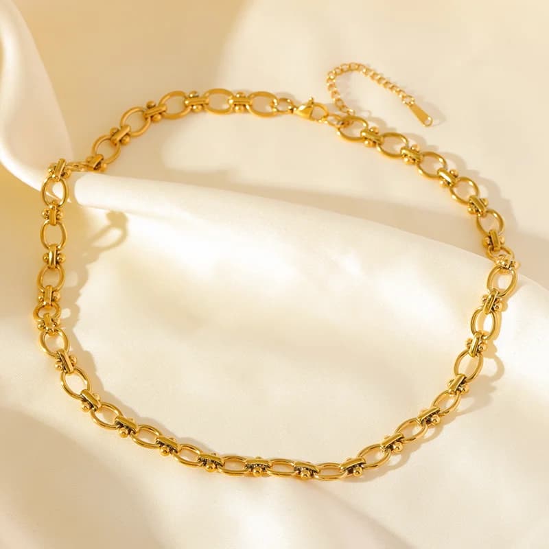 Collana Chunky con Ciondolo Metallico, Placcato Oro