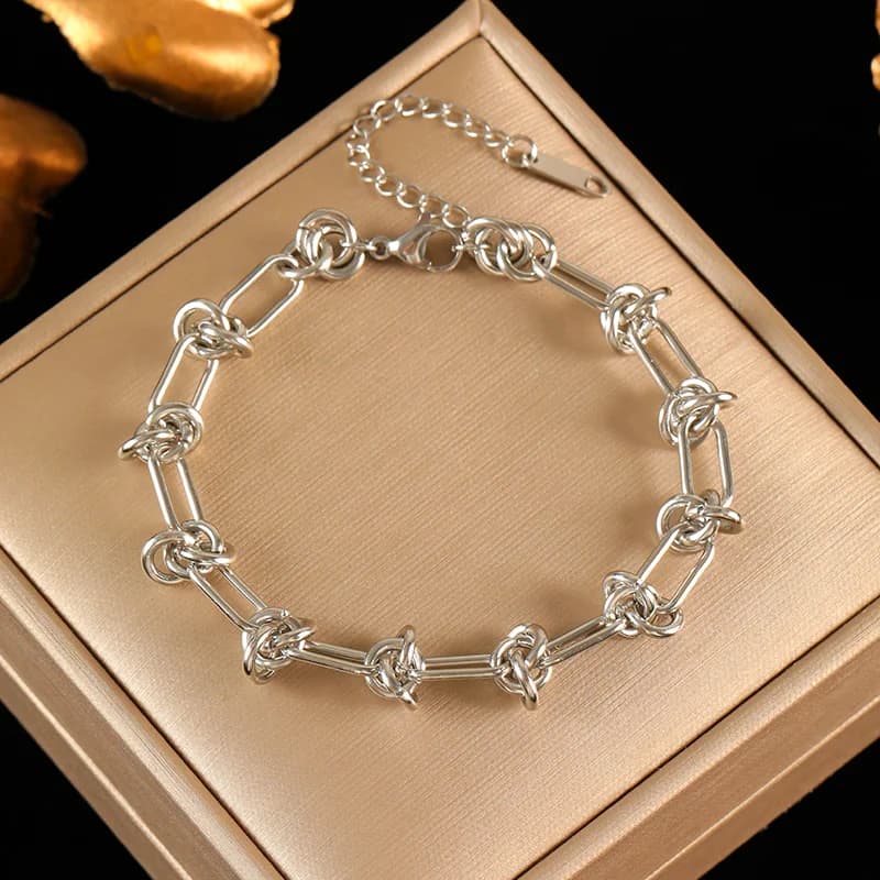 Bracciale a Catena Serpente in Acciaio Inossidabile Argento