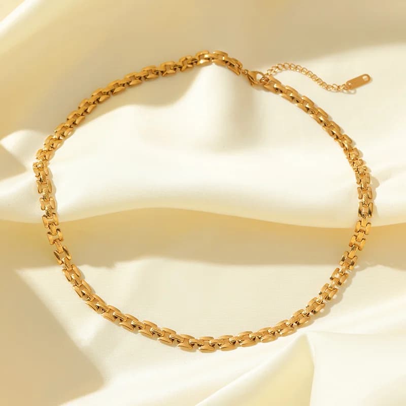 Set Collana e Bracciale Catena Geometrica Oro
