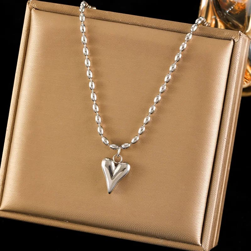 Set Collana e Orecchini Cuore Love, Argento