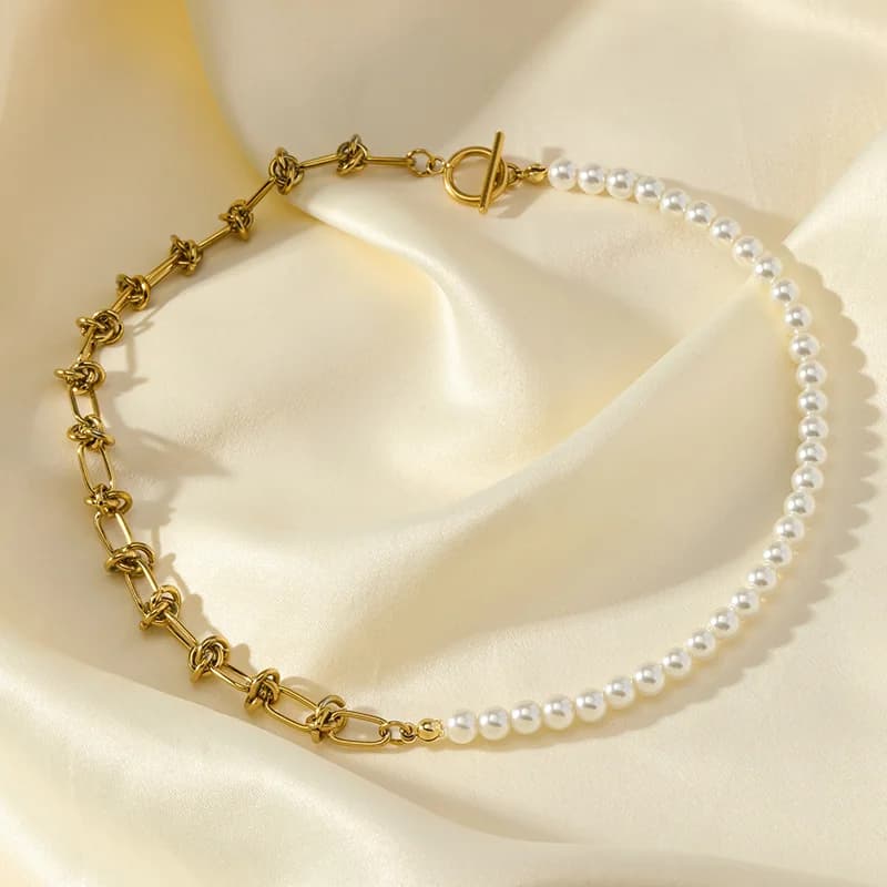Collana a catena spessa in acciaio inox, colore oro