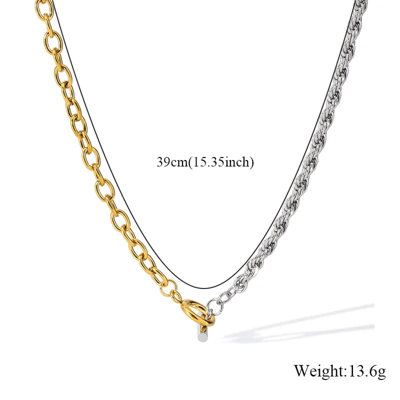 Set Collana e Bracciale a Catena, Oro e Argento