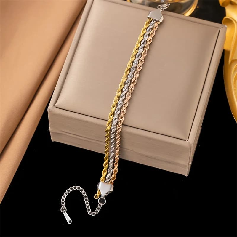 Bracciale multistrato tricolore in acciaio inox 316L