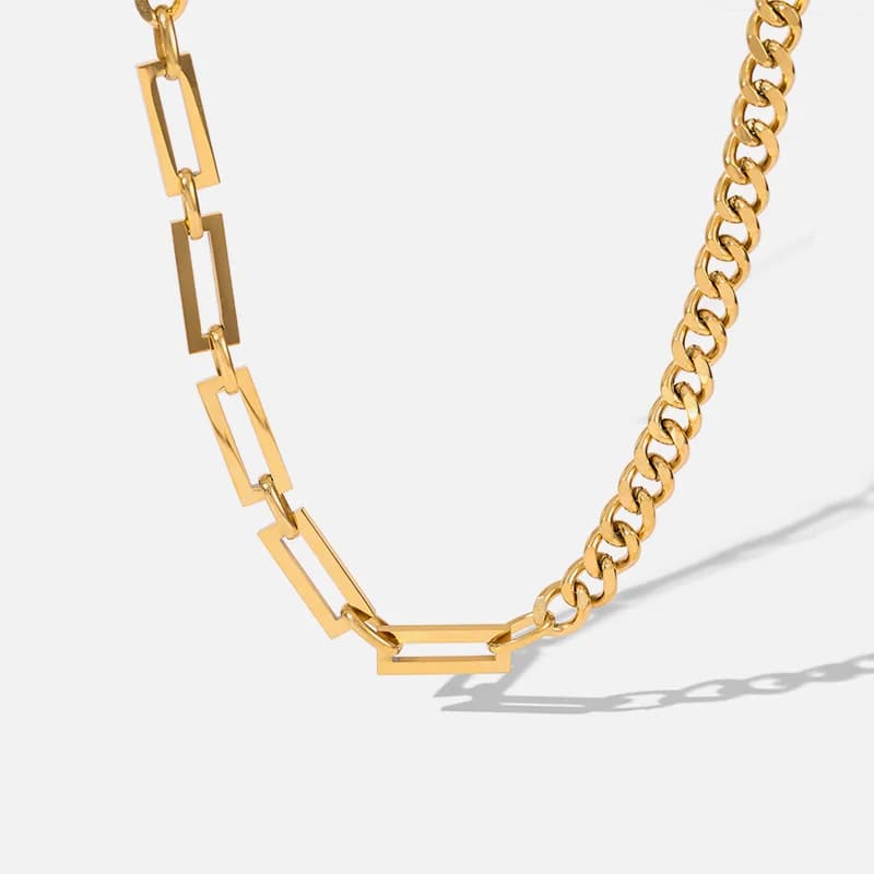 Collana a catena con maglie grandi, colore oro