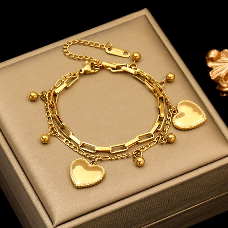 Bracciale con Ciondoli Sole Luna Stella Marina Dorati