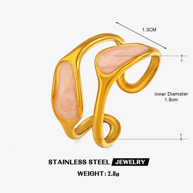 Anello Regolabile Smaltato Irregolare, Acciaio Inox