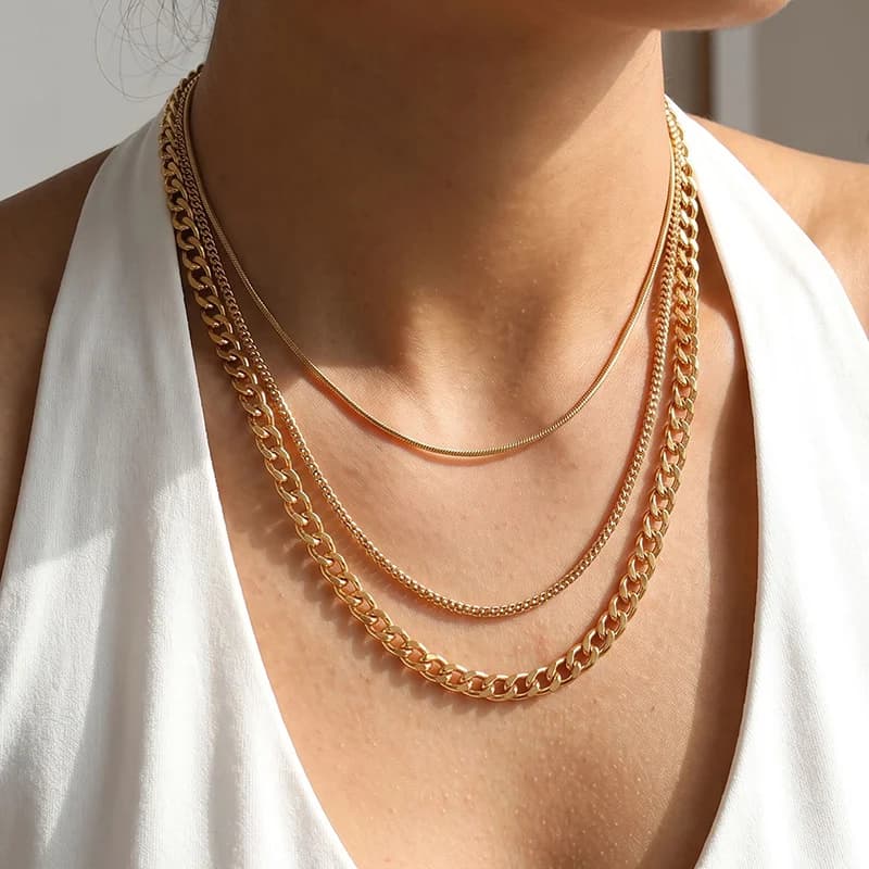 Collana a strati minimalista in acciaio inox
