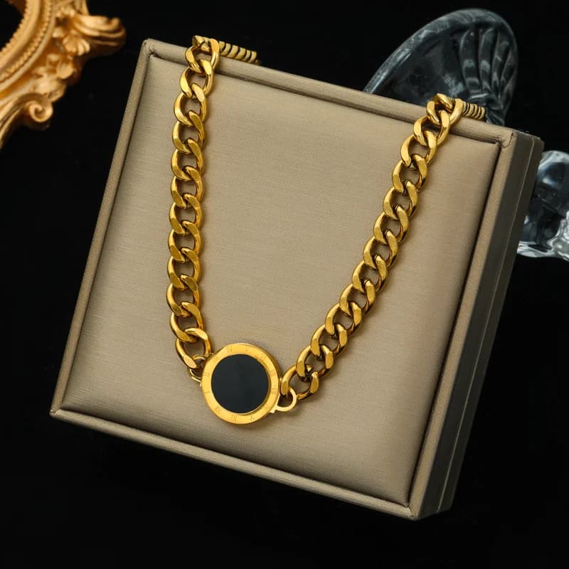 Collana a Choker con Texture Placcata in PVD 18K