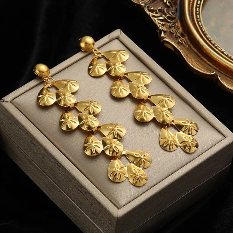 Orecchini Pendenti a Nappe Lunghe, Colore Oro