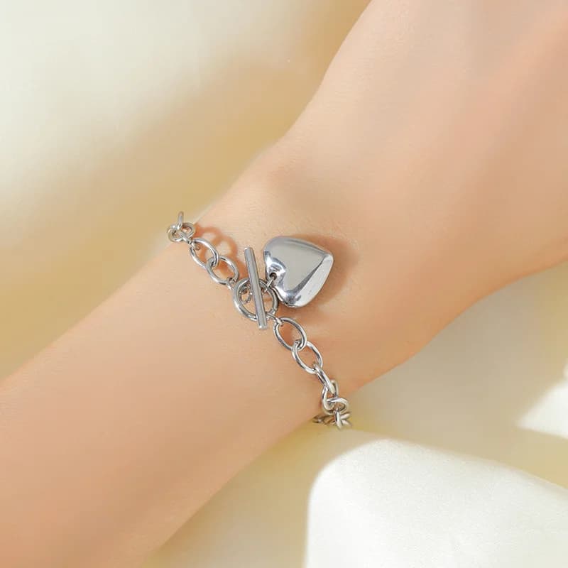 Braccialetto charm color argento da donna