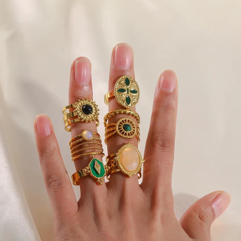 Anello Regolabile Retro in Acciaio Inossidabile da Donna