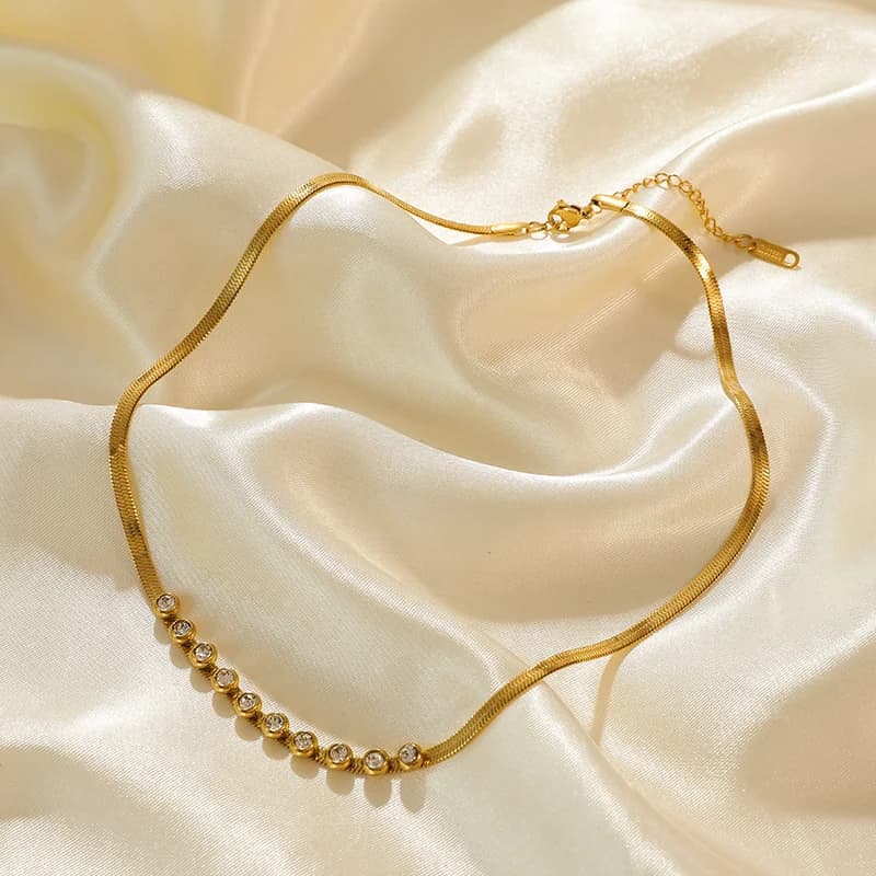 Collana Choker con Catena in Zircone Color Oro