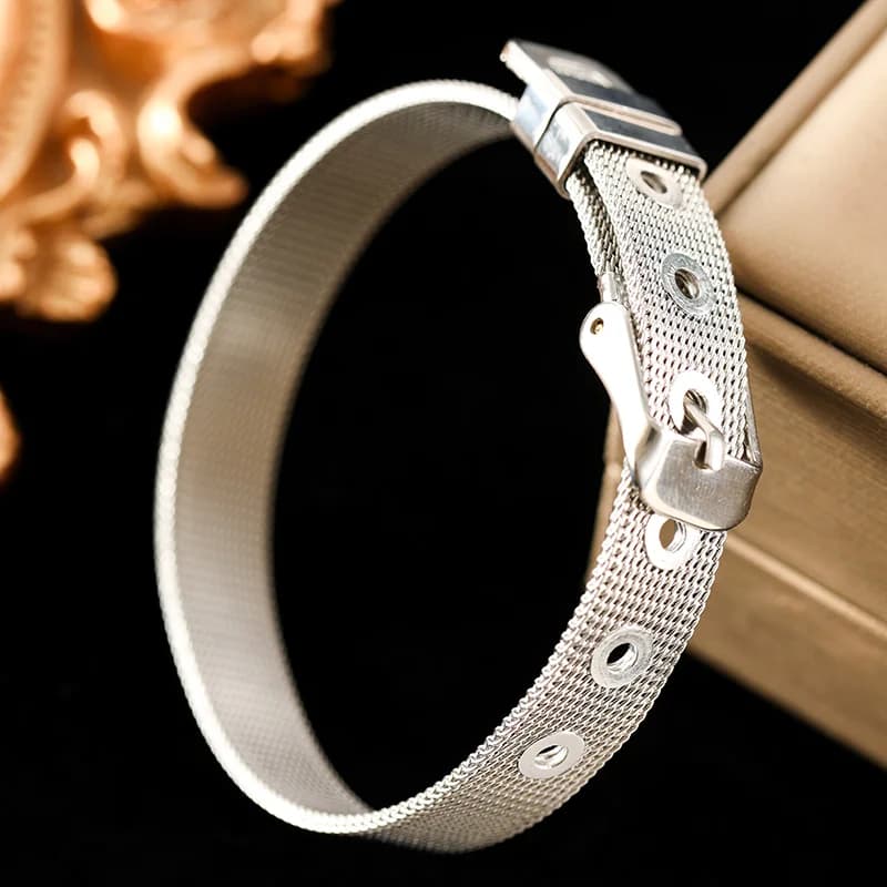 Bracciale bangle a catena color argento in acciaio inox