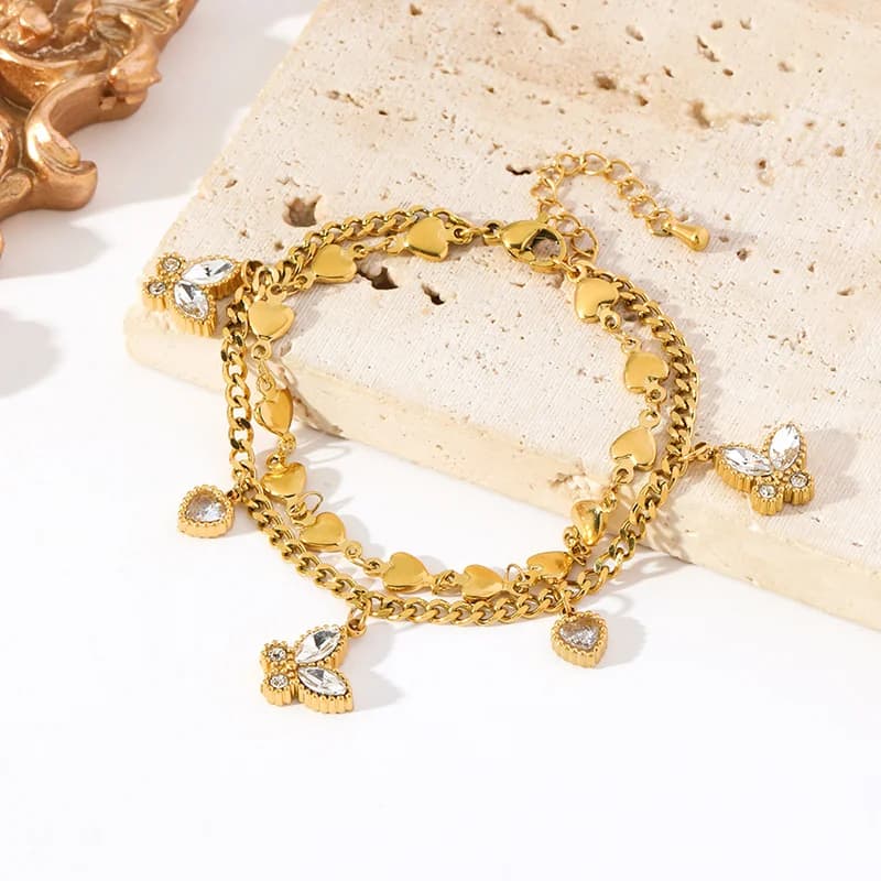 Bracciale a Catena con Farfalla in Zirconia Cubica