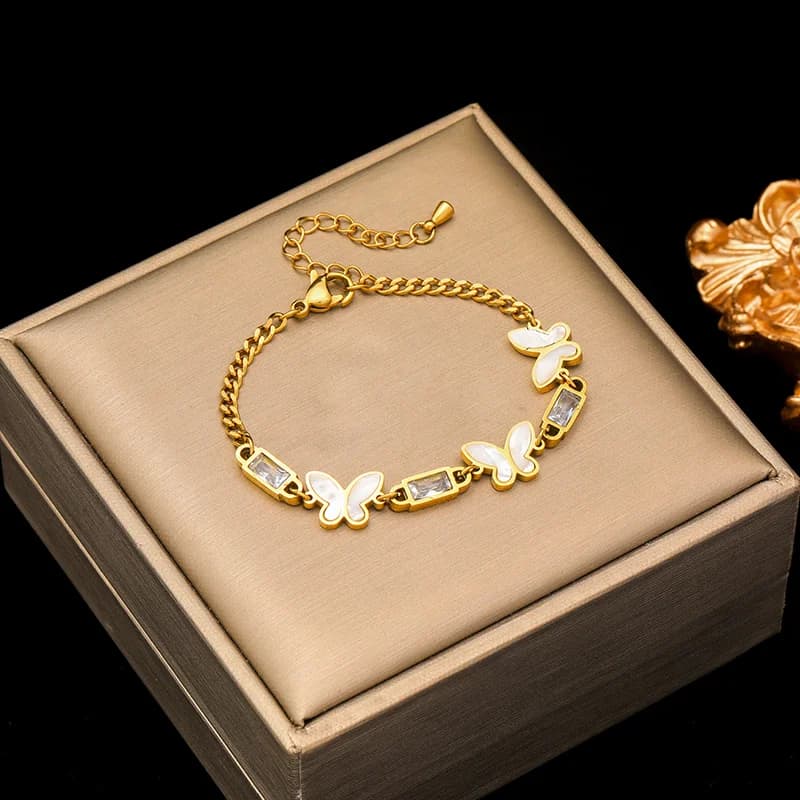 Bracciale a doppio strato in acciaio inox 316L con zirconi