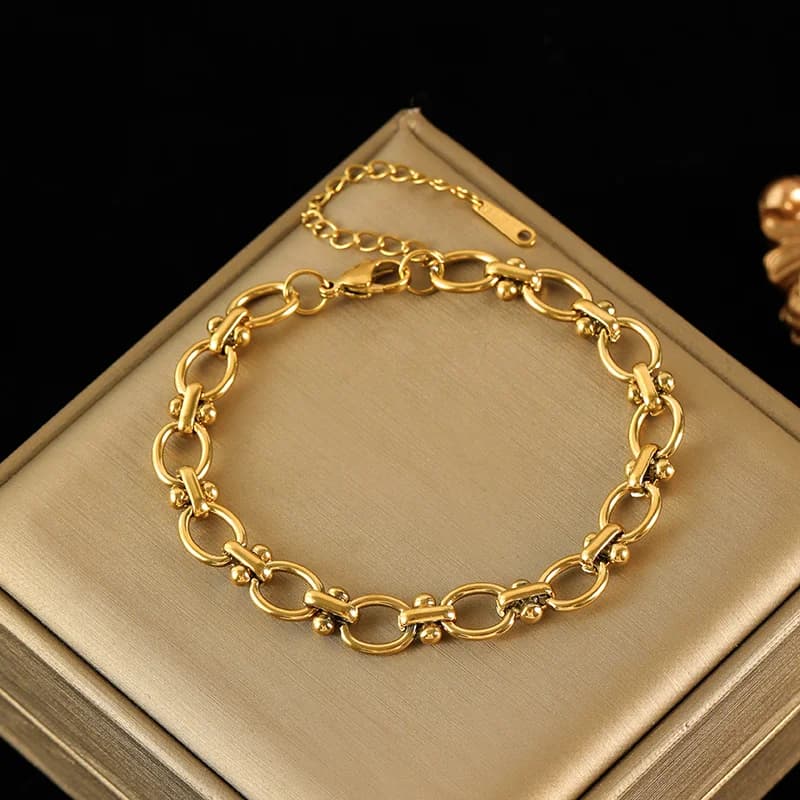 Bracciale a Catena con Maglie Ovali e Chiusura Toggle, Acciaio