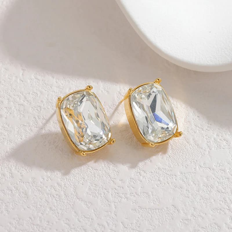 Set Collana, Orecchini e Anello in Acciaio Inossidabile con Cristalli