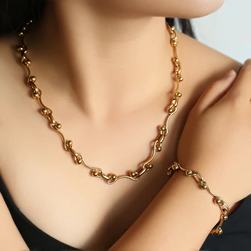 Set Collana e Bracciale Artigianale Perle Tonde