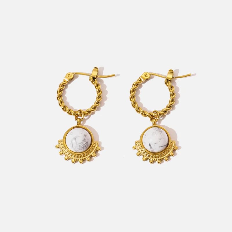 Orecchini con pietre bianche, acciaio inossidabile 316L