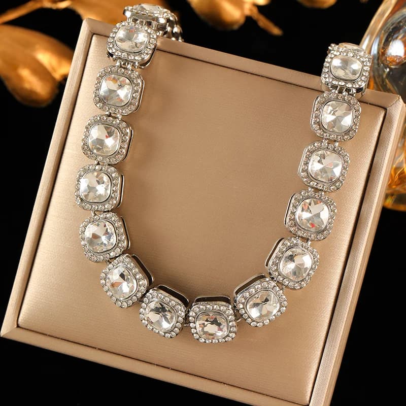 Set Collana e Bracciale Catena Cubana con Zirconi Grandi